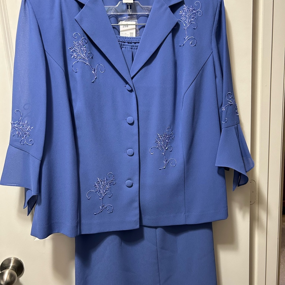 Periwinkle Blue 2pc Skirt Suit Anna Maxwell 26W